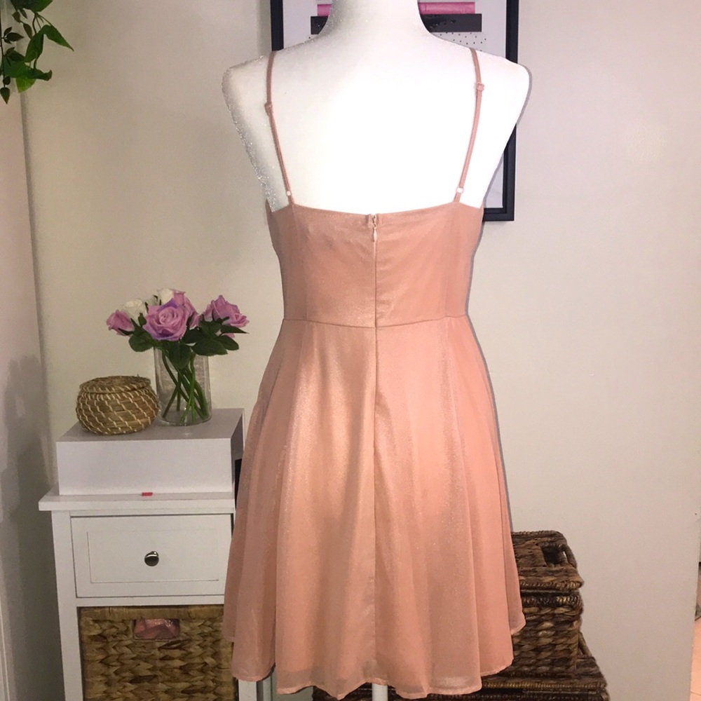 NWT Lulu’s Blush Metallic Bustier Mini Skater Dress / Medium - Picture 7 of 16